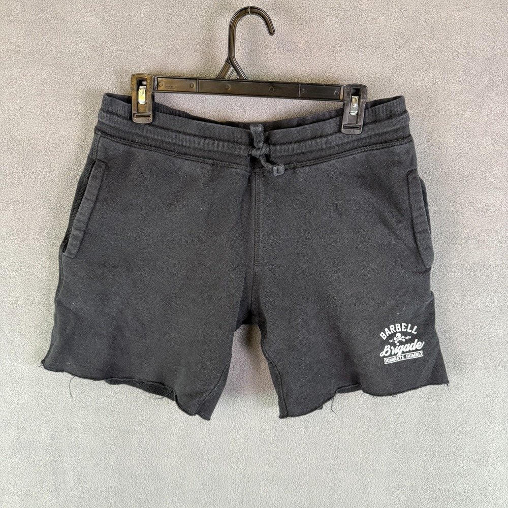 Barbell Brigade Sweat Shorts Men's Large Black Training Gym Workout USA Made